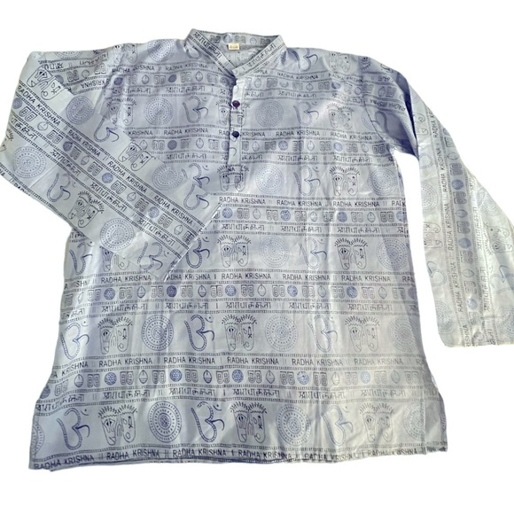 Other - Indian Made Radha Krishna blue Om prayer shirt unisex